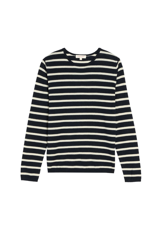 Demylee Maeve Stripe Superfine Cashmere Sweater Navy & Ivory-Demylee-Thistle Hill