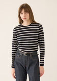 Demylee Maeve Stripe Superfine Cashmere Sweater Navy & Ivory-Demylee-Thistle Hill