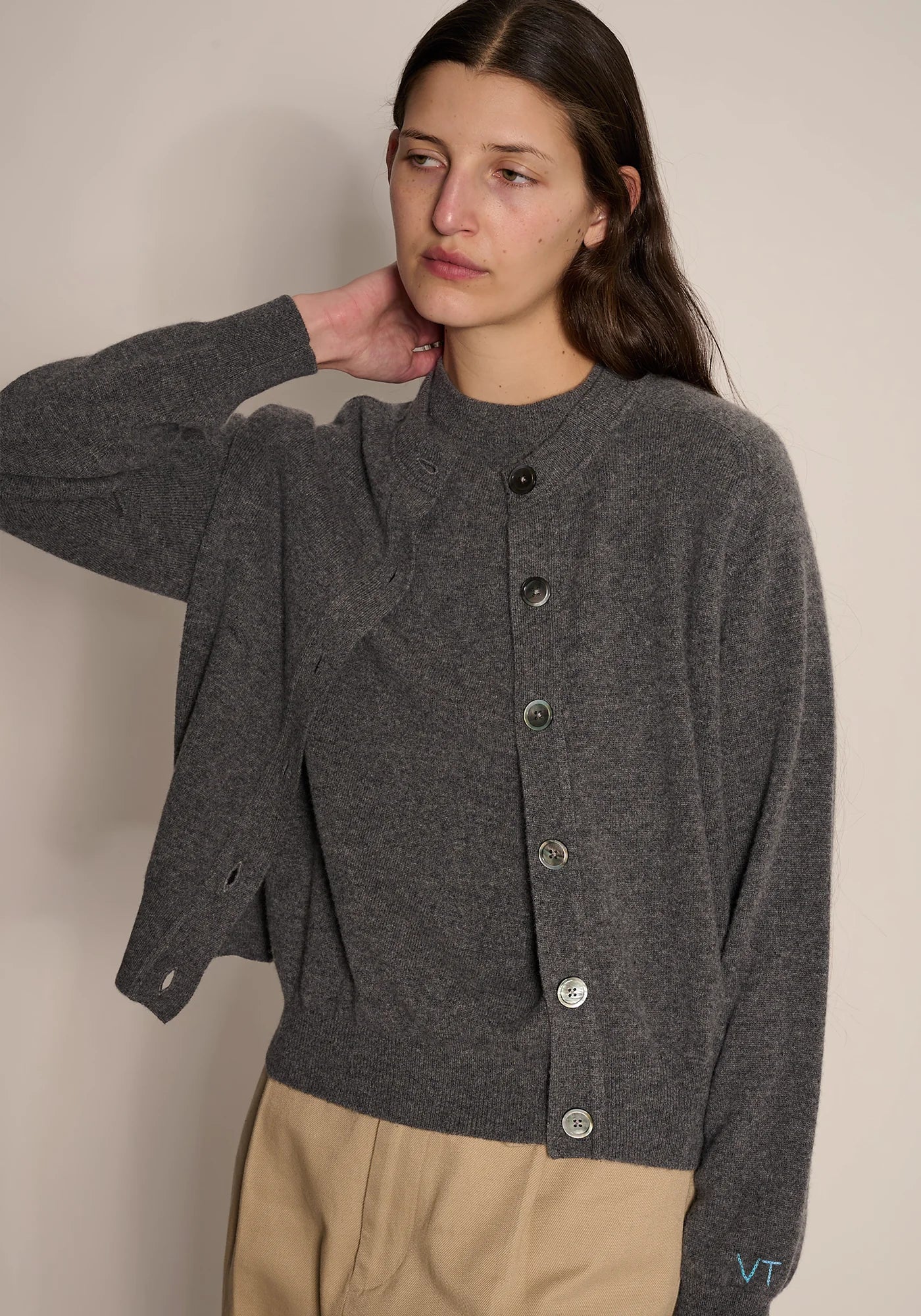 Demylee Gwen Cashmere Cardigan Dark Heather Grey-Demylee-Thistle Hill