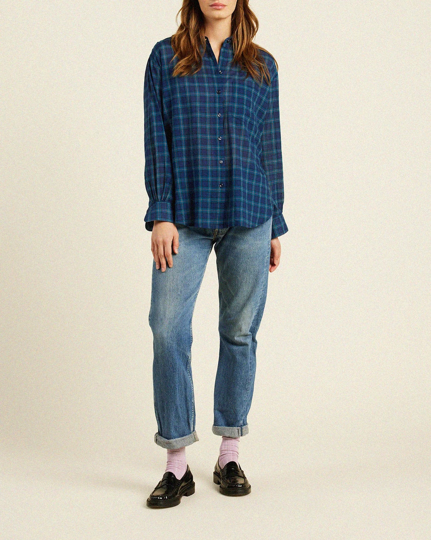 Trovata Black Oversized Shirt Oceanside Plaid-Trovata-Thistle Hill