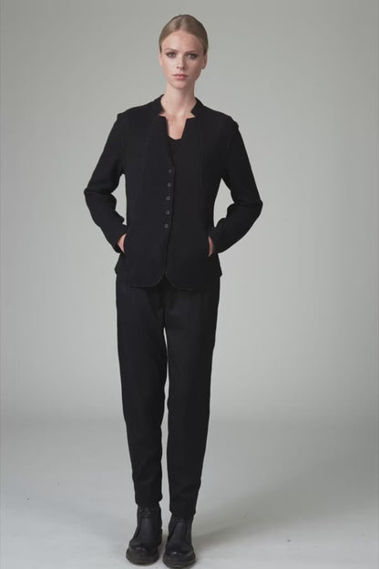 Transit V-neck Wool Jacket in Black