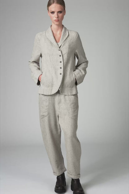 Transit Regular Fit Jacket in Herringbone Stretch Wool Blend Chalk
