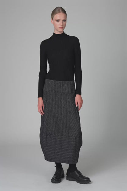 Transit Lined Skirt Bombé Shape in Herringbone