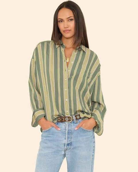 Xirena Jordy Shirt Spruce Stripe-Xirena-Thistle Hill
