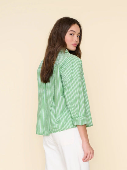 Xirena Riley Shirt Matcha Stripe