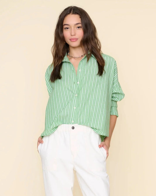 Xirena Riley Shirt Matcha Stripe