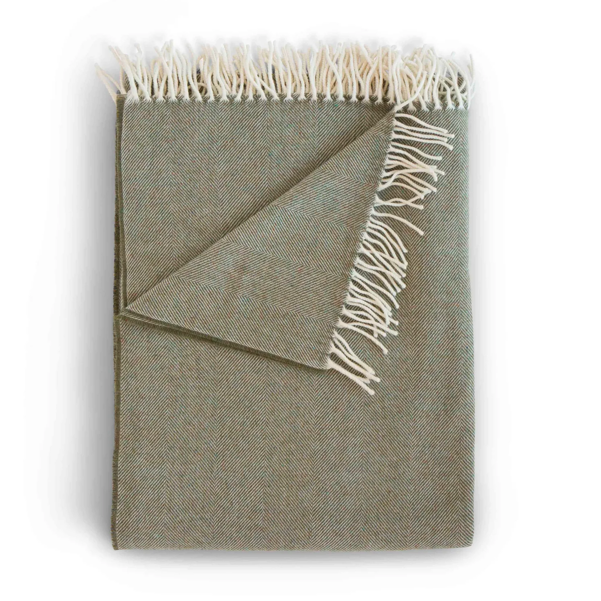 Evangeline Merino Herringbone Throw Lichen-Evangeline-Thistle Hill