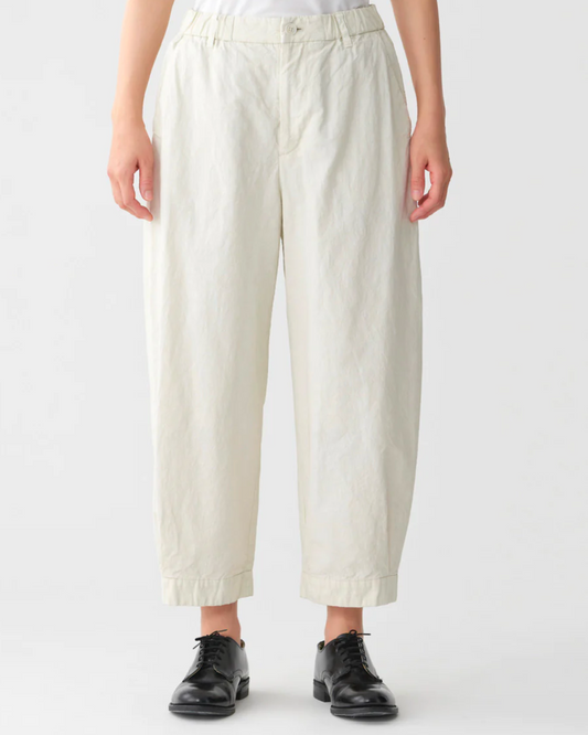 Pas de Calais Cotton Linen Tapered Pants Ivory