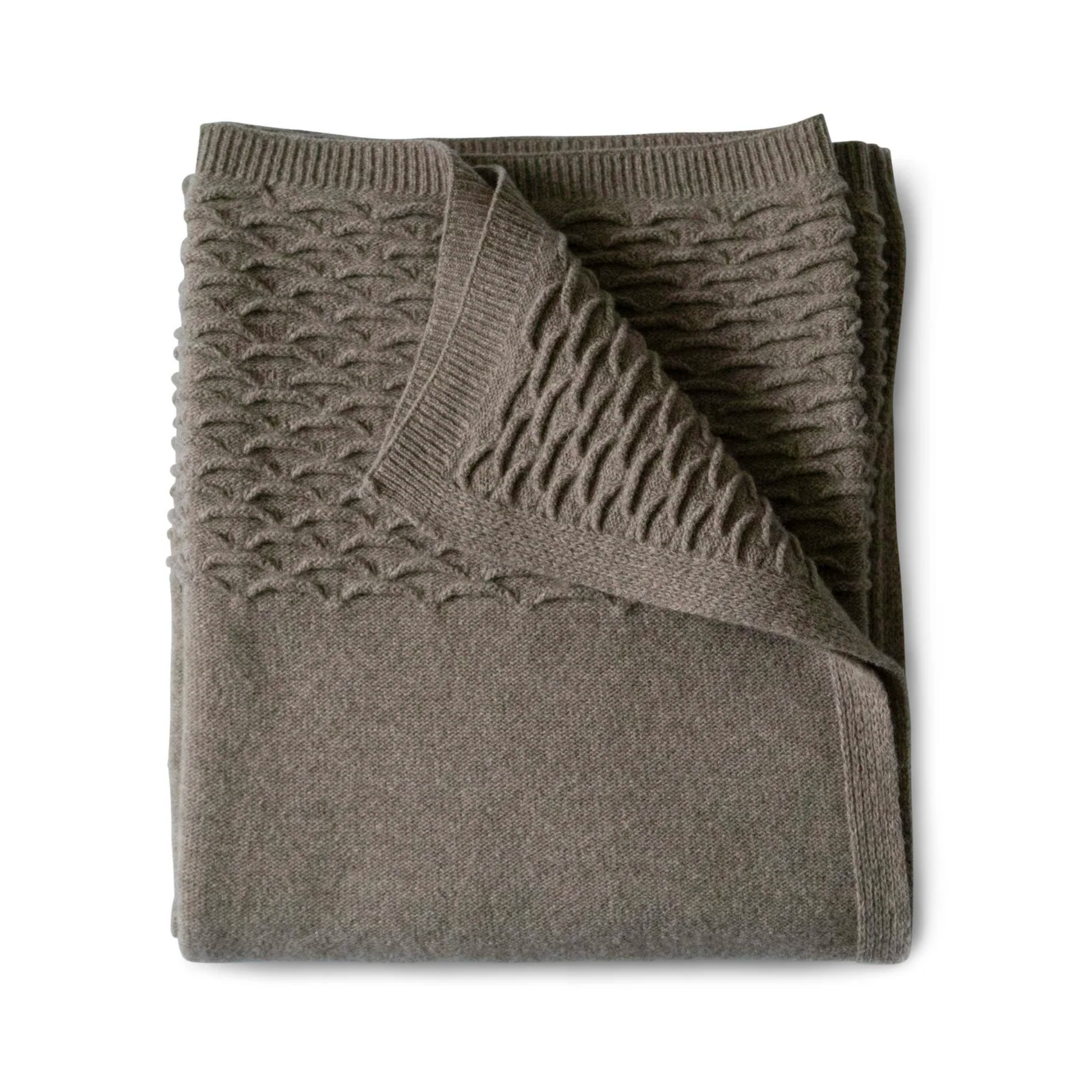 Evangeline Linen Scalloped Knit Throw Coffee-Evangeline-Thistle Hill