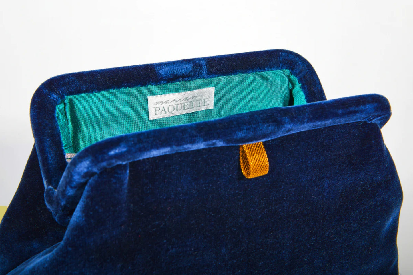 Marian Paquette Liette Velvet Clutch Navy Blue