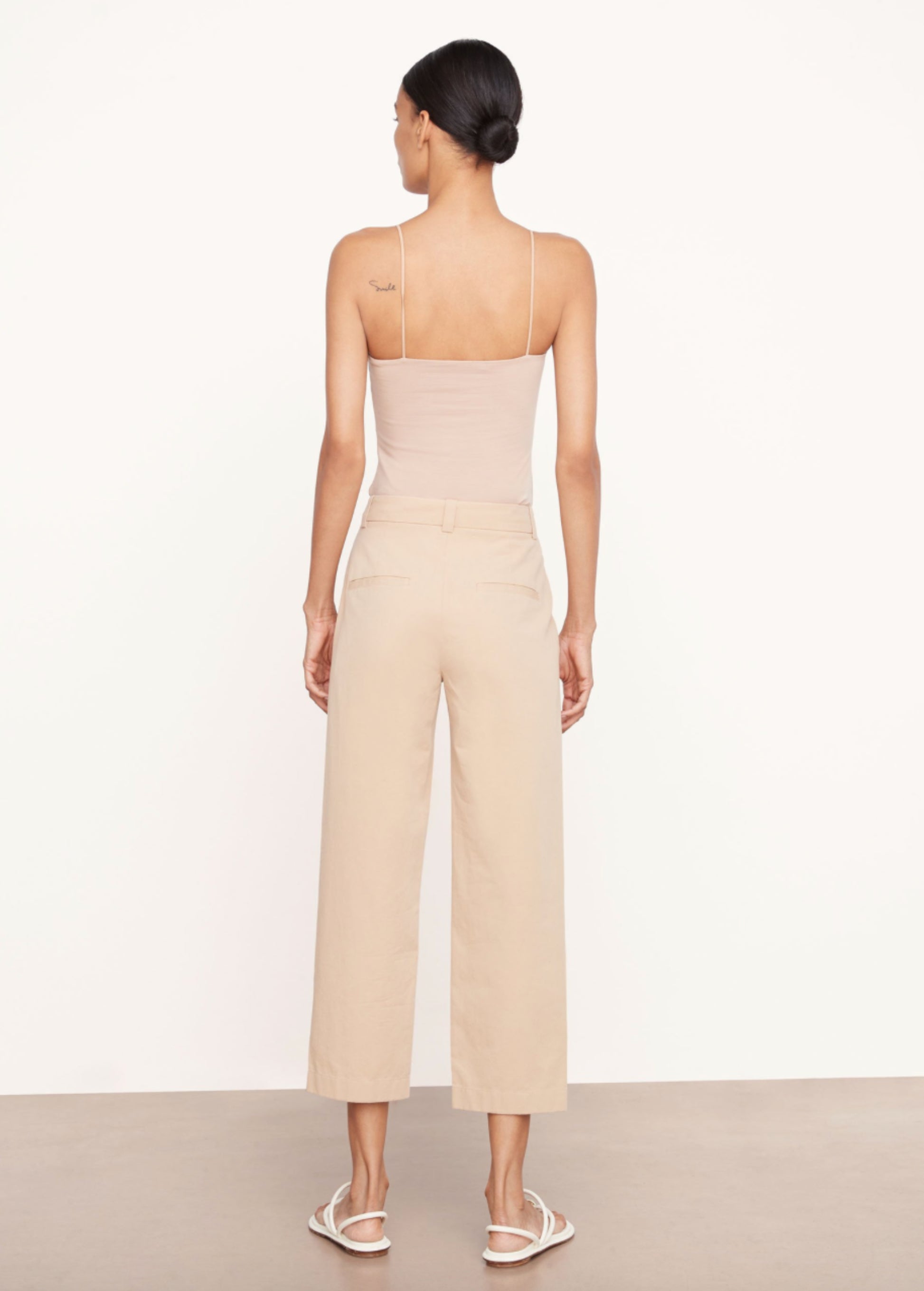 Vince Mid Rise Washed Cotton Cropped Pants Pale Wheat-Vince-Thistle Hill