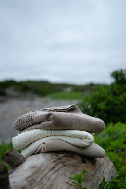 Evangeline Linen Scalloped Knit Throw Pearl-Evangeline-Thistle Hill